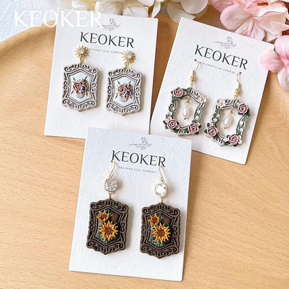 Keoker Vintage Frame Polymer Clay Cutters, Clay Earring Cutters Boho, 12 Shapes Polymer Clay Frame Cutters