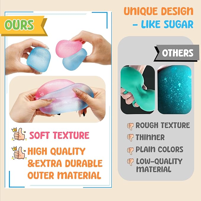 Fidget Toys Squishy Drop, Stress Cube Squishies Anxiety Stress Relief, Ice Squishy Stress Cube-Drop Malt Sugar Balls, Sensory Ball for Kids with Autism (Pink Dough Ball, 1)