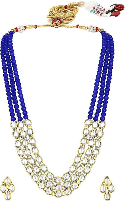 Aheli Indian Traditional Faux Kundan Long Necklace Jewelry Set with Earrings Gift for Women