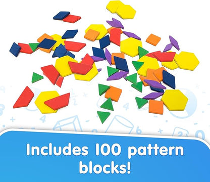 Junior Learning Rainbow Pattern Blocks, Magnetic, Assorted Colors, 100 Pieces