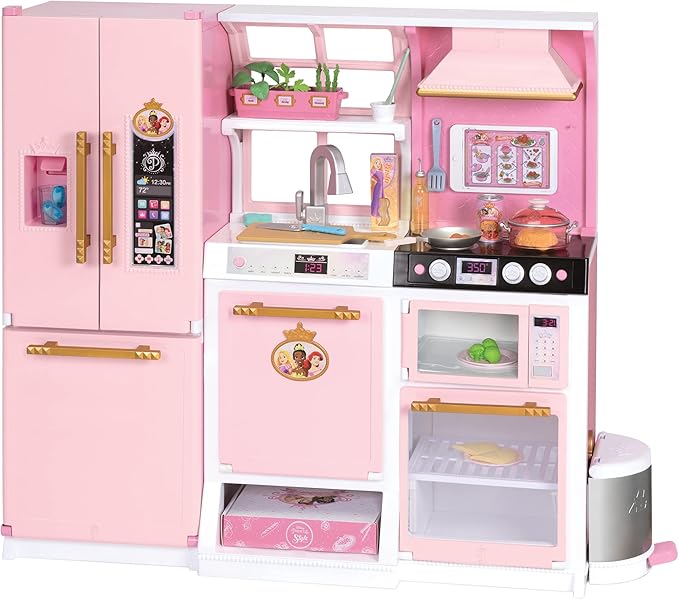 Disney Princess Style Collection Fresh Prep Gourmet Kitchen, Interactive Pretend Play Kitchen for Girls & Kids with Realistic Steam, Complete Meal Kit & 35+ Accessories