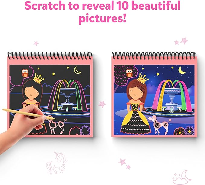 Skillmatics Magical Scratch Art Book for Kids - Unicorns & Princesses, Craft Kits & Supplies, DIY Activity & Stickers, Valentine's Day Gifts for Toddlers, Girls & Boys Ages 3, 4, 5, 6, 7, 8
