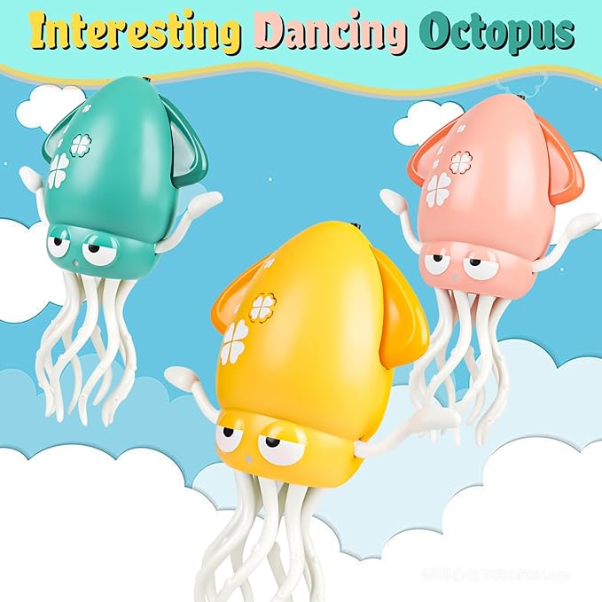 Dancing Octopus Baby Toy, Music & Interactive Sensory Toys for 3 6 9 12 Month & 1 2 3 Year Old Boy Girl, Crawling Dancing Squid Toy for Baby Sensory Toy, Birthday Gift & Christmas Stocking Stuffers