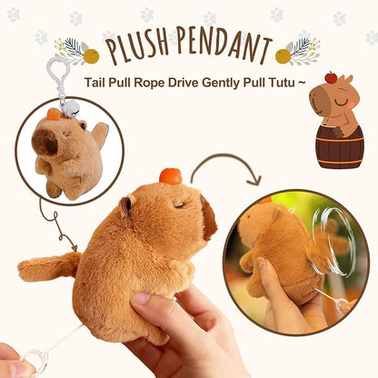 Capybara Plush Gifts for Girls 4 5 6 7 8 9 10+ Years Old, Kids Cute Capybara Toys with Stuffed Animal/Keychain/Bag/Bath Towel/Hair Pins/Bracelet/Headband, Christmas Birthday Plush Toys Set