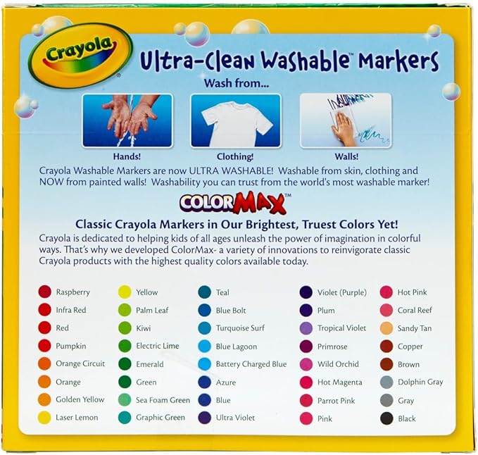 Crayola Ultra Clean Washable Markers (40ct), Coloring Markers for Kids, Coloring Book Marker Set, Gifts for Kids, Ages 3+