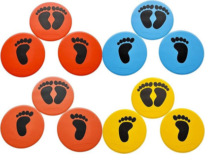 10inch Colorful Carpet Spot Flat Markers Feet Hands Twister Game for Classroom Home Indoor and Outdoor (Feet Set)