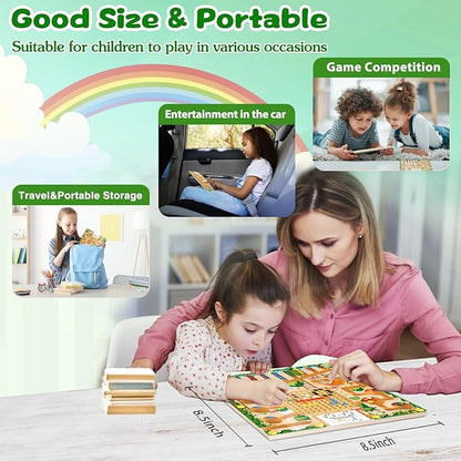 Magnetic Color and Number Maze Montessori Toys for 3+ Year Old Kids Wooden Drawing Board with Magnetic Beads Educational Learning Toys Counting Matching Toys