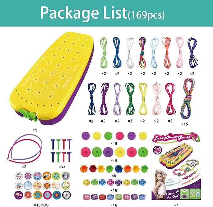 Friendship Bracelet Making Kit for Girls Age 6-12 | DIY Arts and Crafts for Kids | Christmas Birthday Gifts Ideas for Girl 7 8 9 10 11 Years Old | Popular Stocking Stuffers Toys Bulk Set (169PCS)