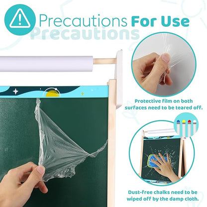 Joyooss Art Easel for Kids, Double Sided Wooden with 98+ Accessories Kids Easel Drawing Board with Magnetic Chalkboard, Dry Erase White Board & Paper Roll Paint Art Easel for Kids Age 2-4 4-8 9-12