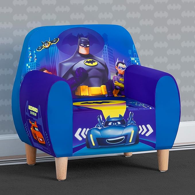 Delta Children Batman Batwheels Foam Chair for Kids, Blue