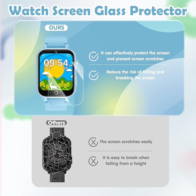 Luyiilo Smart Watch for Kids, with 26 Puzzle Games, Touch Screen, HD Camera, Alarm Clock, Toys for Ages 4-12 Years Old.Birthday Gift for Boys Girls (Soft Blue)