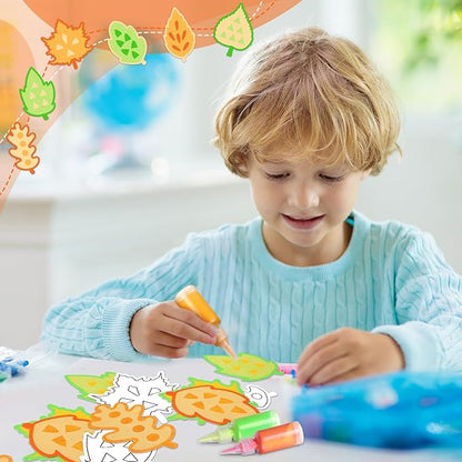 24 Pcs Fall Sand Art Craft Kits for Kids Autumn Maple Leaves DIY Craft with Colored Sand Brushes Make Your Own Sand Art for Fall Thanksgiving Home Party Activities Fun