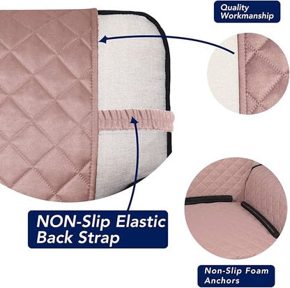 PureFit Reversible Quilted Sofa Cover, Water Resistant Slipcover Furniture Protector, Washable Couch Cover with Non Slip and Elastic Straps for Kids, Dogs, Pets (XX Large, Pink/Beige)