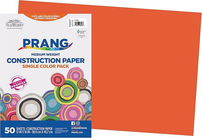 Prang (Formerly SunWorks) Construction Paper, Orange, 12" x 18", 50 Sheets