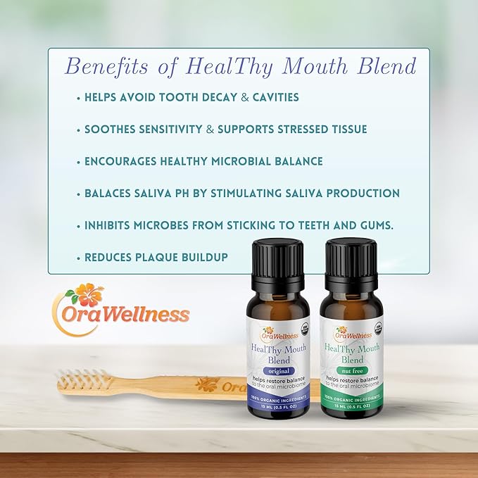 OraWellness Healthy Mouth Blend Organic Toothpaste & Mouthwash Alternative Tooth Oil, Natural Mouth Rinse for Healthy Teeth & Gums for Women, Men and Kids, Pack of 1