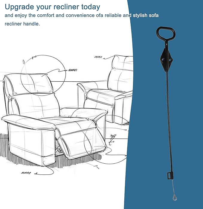 D-Ring Replacement Recliner Handle, Compatible with Lazy Boy, 22" Length