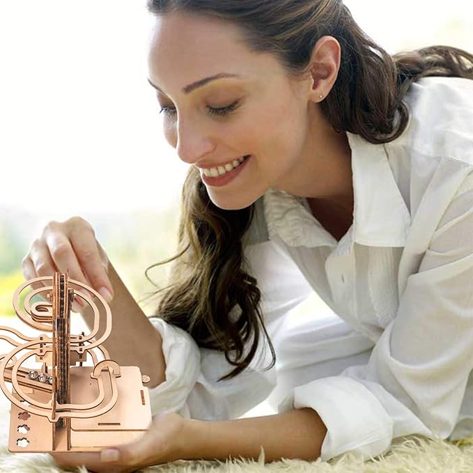 Marble Run 3D Wooden Puzzle for Adults Teens Solar DIY Model Kit Educational Jigsaw Puzzles Building Toys STEM Projects Science Experiments Birthday Gift for Men Kids Ages 8-10-12-14