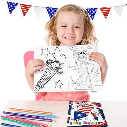 Fourth of July Coloring Books Kids Indoor Activities at Home Party Favors Gift Supplies 24 Pack