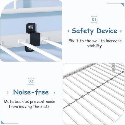 VECELO Twin Over Twin Bunk Bed with Built-in Ladder and Safety Guardrail, Heavy Duty Metal Bunkbeds, Space Saving, No Box Spring, White