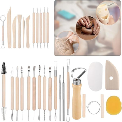 Clay Tools 43PCS Pottery Tools Clay Sculpting Tools Polymer Clay Tools Kit Ceramic Tools for DIY Handcraft Modeling Clay Carving Tools Set