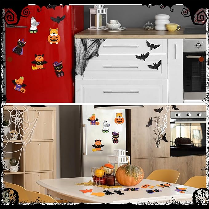 30 Sets Halloween Craft Kit for Kids DIY Halloween Pets Magnet Craft Make Your Own Pets Craft for Kindergarten Preschool Halloween Fun Classroom Home Activity Party Supplies