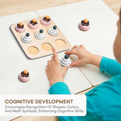 Childlike Behavior Toddler Toys Wood Puzzles - Montessori Toys to Learn Shapes, Colors, & Math Symbols for Preschool Kids, Boys & Girls - Early Educational Development (6 Cupcake pcs)