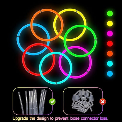 Glow Sticks Bulk - Ultra Bright 50 Party Pack with Connectors for Christmas, Neon Birthday and Holidays - Multicolor 8" Glow Sticks Necklaces Bracelet