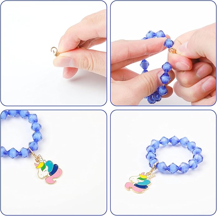 SOTOGO 55 Pieces Girls Bracelets Set Colorful Bracelets Princess Rainbow Unicorn Bracelets Charm Beaded Dress up Party Favors Bracelets for Kids Girls