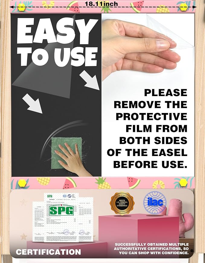 Joyooss Art Easel for Kids Easel for Toddlers, Adjustable Standing Wooden Toddler Easels Kids Board Whiteboard & Chalk Board Kids Dry Erase Board, Art Easel for Kids Easel for Kids