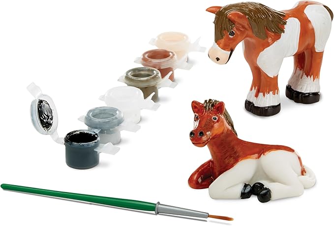 Melissa & Doug Created by Me! Horse Figurines Craft Kit (2 Resin Horses, 6 Paints, Paintbrush)