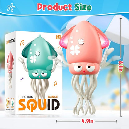 Dancing Squid Baby Girls Toy, Infant Tummy Time Toys for 3-6 Months, Interactive Crawling Octopus with Music and Light for 6-12, 12-18 Learning Walking Toy for Toddlers 1 Year Old Birthday Gifts