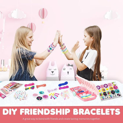 SINUJE Friendship Bracelet Making Kit for Girls - Glow in The Dark Crafts for Girls - Arts and Crafts for Kids Age 8-12 String Bracelets Maker Craft - Gifts for 7 9 10 11 Year Old Girl - Deep Pink