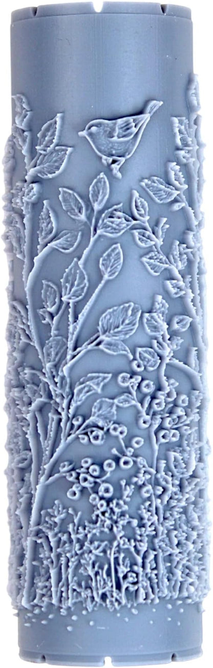 Hedgerow Habitat Clay Texture Roller (4") - Seamless Meadow Set #01 - Embossing Pattern Roller for Polymer & Ceramic Clay, Pottery & Crafts