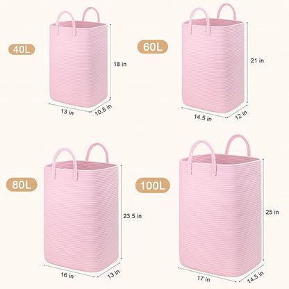 Artfeel Laundry Basket,Woven Cotton Rope Laundry Hamper,40L Versatile Storage for Dirty Clothes,Baby Toys,and Blankets in Bathroom, Nursery,and Living Room