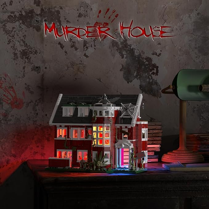 Murder House Building Set with Lights,Horror Story Movie Haunted House Building Blocks Toy,Mansion Model Kit Compatible with Lego Gift Idea for Friends and Fans 18+ (1171 PCS)