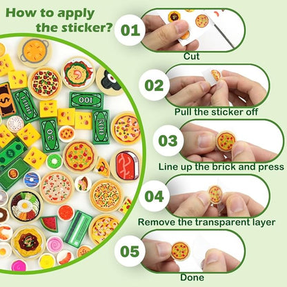 City Food Pieces Pack, Friends House Building Blocks Accessories, People Farm Kitchen Restaurant Comida Bricks Parts Sets, Pretend Play Food Toys for Kids Boys and Girls