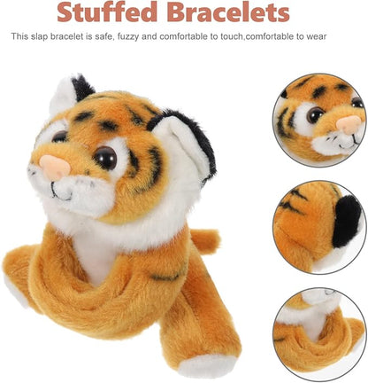 Zerodeko Animal Slap Bracelets, Stuffed Animal Lion Snap Bracelet Jungle Themed Slap Bracelet Animal Plush Toys Gifts Party Favors for Kids Toddler Boys Girls (Yellow)