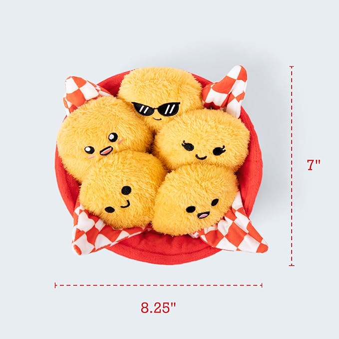 Emotional Support Chicken Nuggets by Relatable, Cuddly Stuffed Animals and Toys, Squishy Toys and Plushies, Great Gift Ideas for Loved Ones of All Ages, Includes 5 Plushies with Carrying Basket