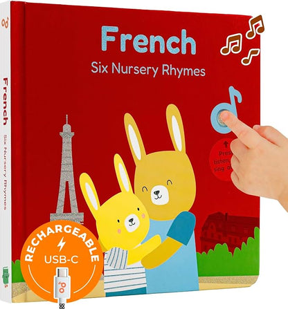 Cali's Books French Nursery Rhymes | New Rechargeable Sound Books | Sound Book for Toddlers 1-3 | Bilingual Books for 1 Year Old | | French Baby Book