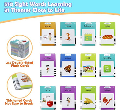MAYAPHILOS 510 Words Alphabet Talking Flash Cards for 3-8 Years Toddlers, Educational Learning Interactive Toy for Boys Girls Kids Birthday Gifts, Preschool Montessori Speech Therapy Autism Toys Blue