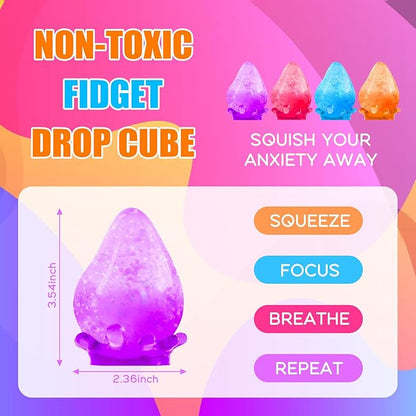 Fidget Toys Dream Squishy Drop, Stress Cube Squishies Anxiety Stress Relief, Ice Squishy Stress Cube-Drop Malt Sugar Balls, Sensory Ball for Kids with Autism (Pink, 1)