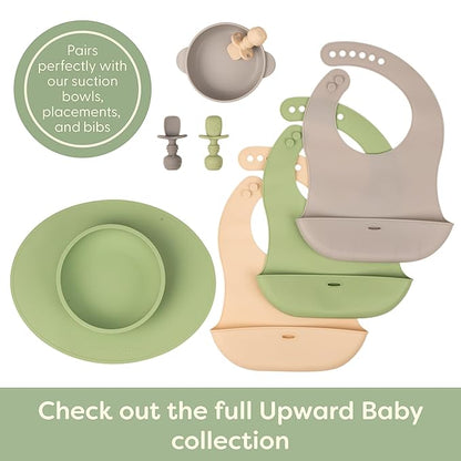 UpwardBaby 3 Pack Silicone Baby Feeding Spoons with Anti Choke Barrier - Baby Spoons Self Feeding 6 Months, First Stage Infant Supplies, Toddler Utensils, Baby Led Weaning Soft-Tip Training Spoons