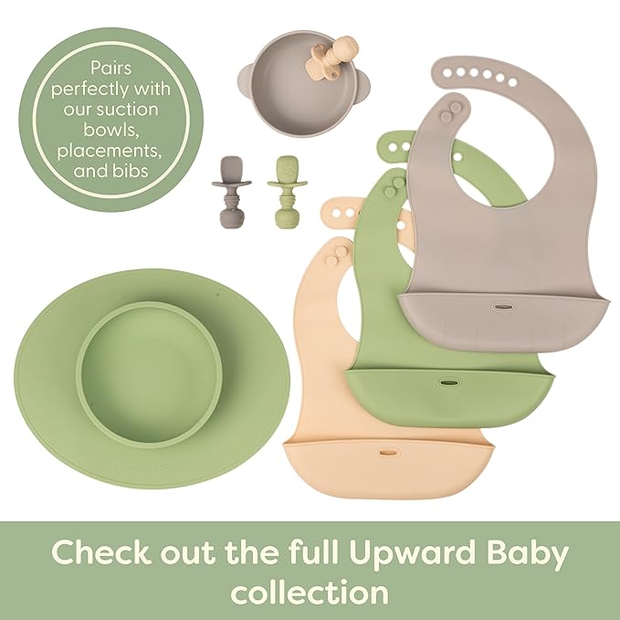UpwardBaby 3 Pack Silicone Baby Feeding Spoons with Anti Choke Barrier - Baby Spoons Self Feeding 6 Months, First Stage Infant Supplies, Toddler Utensils, Baby Led Weaning Soft-Tip Training Spoons