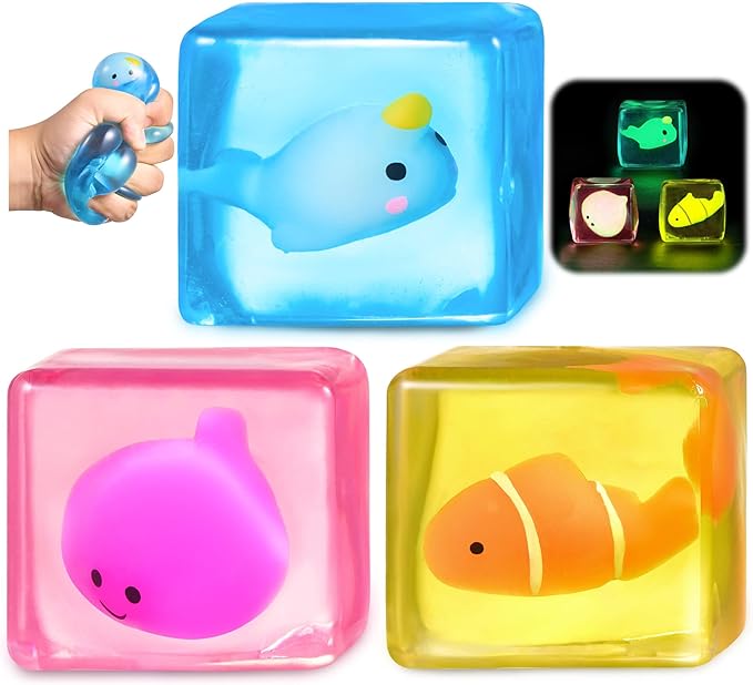 Stress Cube Fidget Toys Adults - Sensory Toys for Kids with Autism Stress Balls for Adults Squishy Toys for Anxiety Squeeze Fidgets for Teens Stress Relief Gifts Easter Basket Stuffers