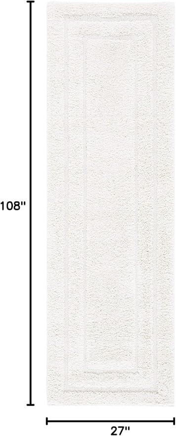 SAFAVIEH Florida Shag Collection Runner Rug - 2'3" x 9', Creme & Creme, Border Design, Non-Shedding & Easy Care, 1.2-inch Thick Ideal for High Traffic Areas in Living Room, Bedroom (SG454-1111)