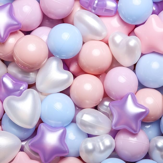GOGOSO Ball Pit Balls,Plastics Balls for Ball Pit, Stars Hearts Shape for PastelBall for Toddlers Kids