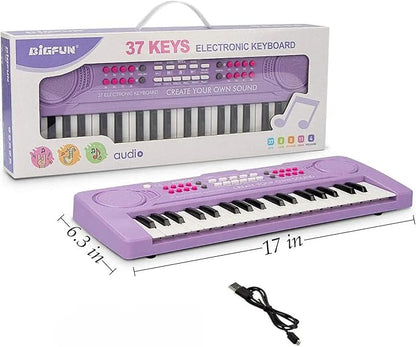 Kid Keyboard Piano - 37 Keys Toddler Keyboard Multifunction Music Educational Instrument Toy Electronic Piano for 3, 4, 5, 6, 7, 8 Girls and Boys (Purple)
