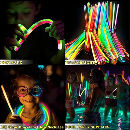 960 Pack Glow Sticks Bulk Party Supplies Glow In The Dark Party Favors Glow Sticks Necklaces Bracelets with Connectors 8" Glowsticks Light Up Toys Neon Birthday Decorations Football Party Supplies