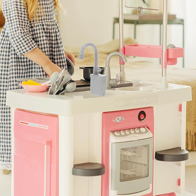 TOYANDONA 2pcs Kitchen Sink Faucet Kids Replacement for Pretend Play Sinks with Running Water Faucet Pretend Play Kitchen Toys Grey