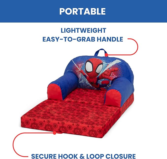 Delta Children - Spidey and His Amazing Friends Cozee Buddy Flip-Out Kids Chair, Red